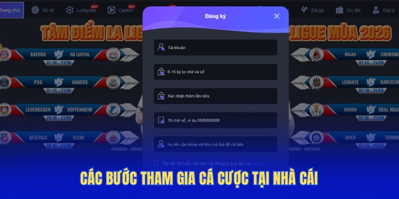 Các bước tham gia cá cược dễ dàng tại nhà cái